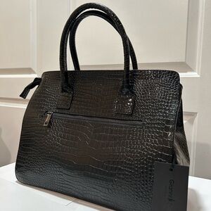 Black Croc-Embossed Handbag